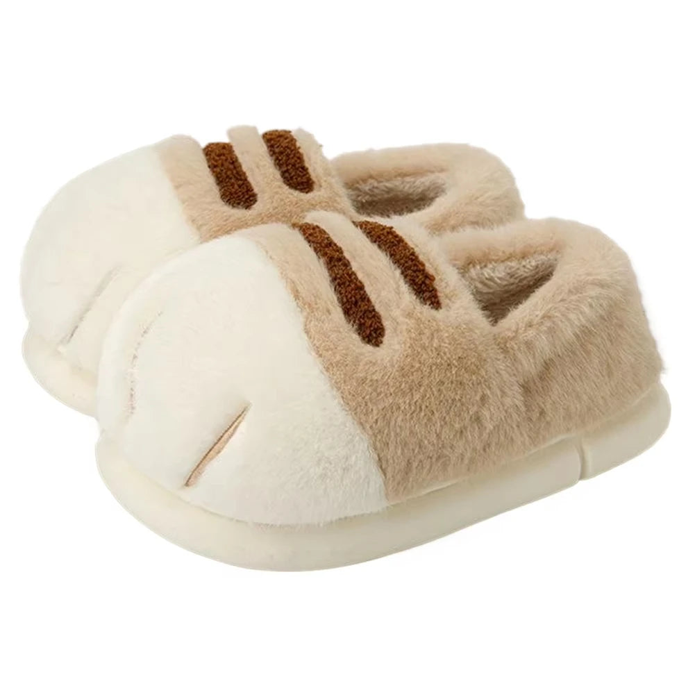 New Adorable Kitty Claw Slippers Women's Home Shoes Non Slip Furry Mules Female Fashion Warm Fluffy Slides Outdoor Cat Slippers