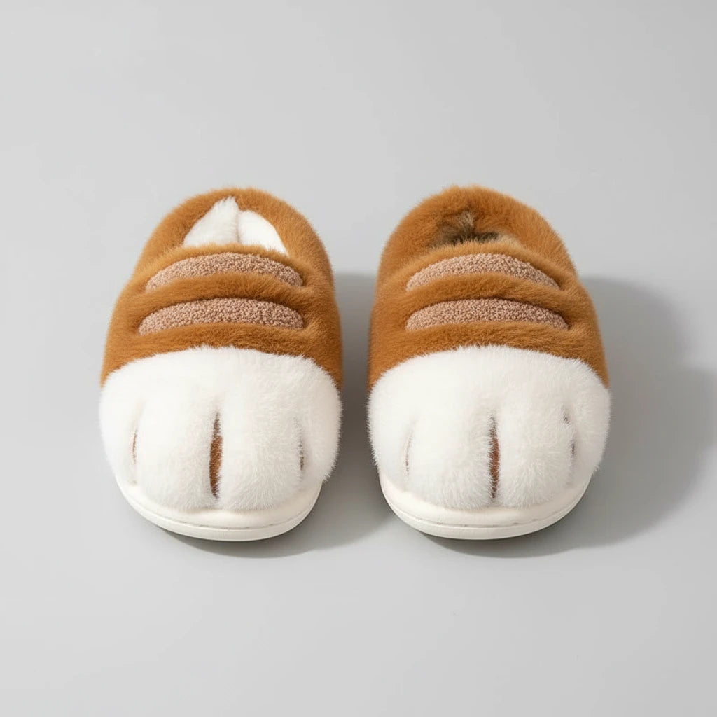 New Adorable Kitty Claw Slippers Women's Home Shoes Non Slip Furry Mules Female Fashion Warm Fluffy Slides Outdoor Cat Slippers