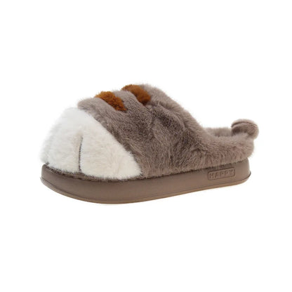 New Adorable Kitty Claw Slippers Women's Home Shoes Non Slip Furry Mules Female Fashion Warm Fluffy Slides Outdoor Cat Slippers
