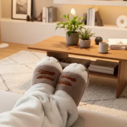 New Adorable Kitty Claw Slippers Women's Home Shoes Non Slip Furry Mules Female Fashion Warm Fluffy Slides Outdoor Cat Slippers